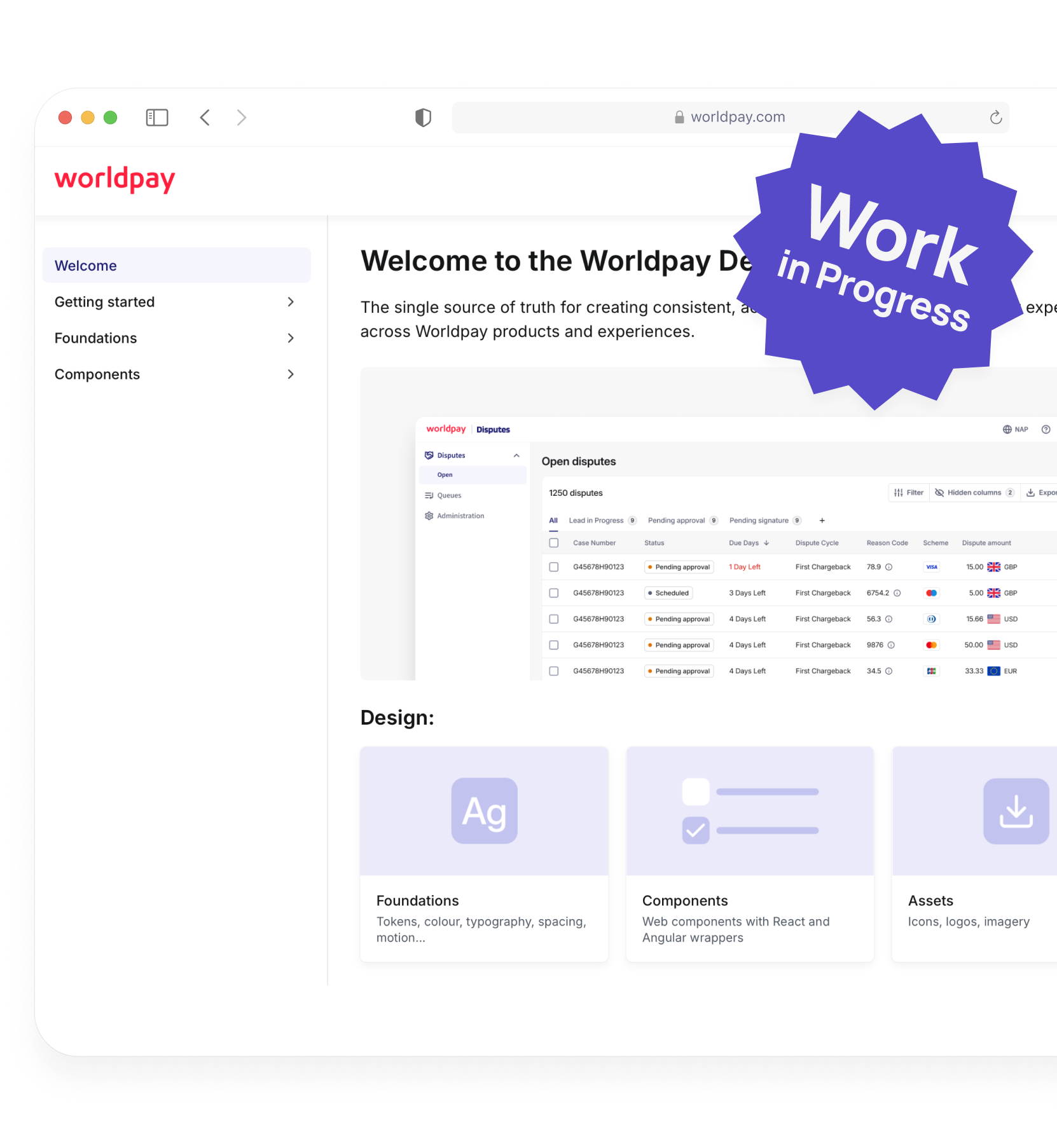 Worldpay Design System preview
